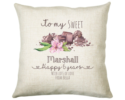 Personalised 6 Sweet years together Anniversary Gift Cushion Custom Design Gift Valentines Present - Wedding Cushion Pillow Gift CS384