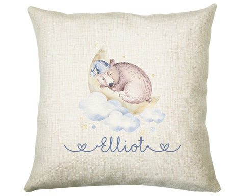 Personalised Moon Bear Cushion Magical Gift Printed Name Design New Baby Gift - Pillow Gift Girls Bedroom Decor For Birthday Gift CS386