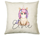 Personalised Unicorn Cushion Gift Printed Name Design - Cushion Throw Pillow Gift For Girls Nursery Bedroom Birthday Christmas Gift CS037