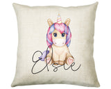 Personalised Unicorn Cushion Gift Printed Name Design - Cushion Throw Pillow Gift For Girls Nursery Bedroom Birthday Christmas Gift CS037