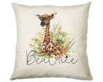 Personalised Giraffe Cushion Gift Printed Name Design - Cushion Throw Pillow Gift For Mum Dad Friend Bedroom Birthday Christmas Gift CS160