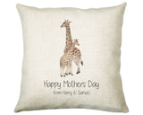 Personalised Giraffe Mothers Day Mum Cushion Gift - Safari Theme Throw Pillow From Kids Son Daughter Girl Boy Mummy Mother CS127