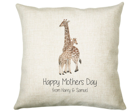 Personalised Giraffe Mothers Day Mum Cushion Gift - Safari Theme Throw Pillow From Kids Son Daughter Girl Boy Mummy Mother CS127