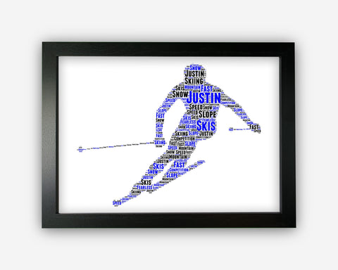 Personalised Word Art Gift Skiing Gift For Skier Gifts Snow Sports Snowboarding Ski Wall Prints Wall Art Gift Wall Prints PG0076