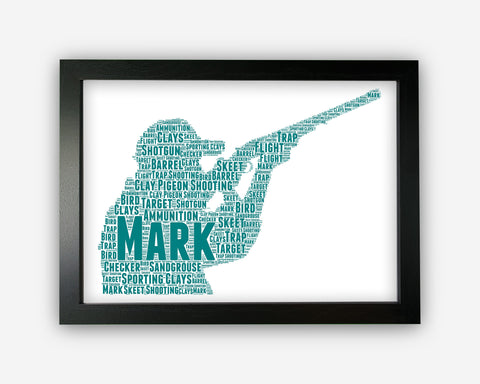 Personalised Clay Pigeon Shooting Enthusiast - Target Shooting Sport Gift Word Art Wall Room Decor Prints SC0016
