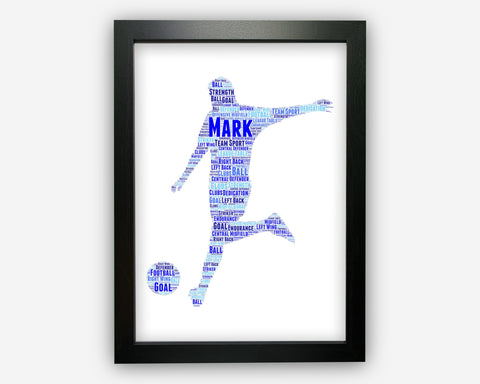 Personalised Football Gifts Word Art Wall Print - Soccer Fan Gifts Wall Decor Custom Word Cloud Wall Art A3 A4 A5 8x10 Print SC0116