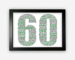 Personalised Female 60th Birthday Sixty Birthday Gift for Her For Mum Nan Sister Word Art Wall Room Decor Prints GC0007