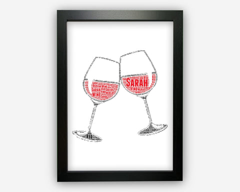 Personalised Word Art Gift Wine Glasses Gift For Her Gift For Mom Gifts Wall Art Wall Prints Wall Art Wall Decor Gift Wall Art Prints PG0509