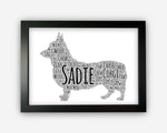 Personalised Corgi Dog For Pooch Dog Lover Puppy Gift Word Art Wall Room Decor Prints GC1393