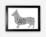 Personalised Corgi Dog For Pooch Dog Lover Puppy Gift Word Art Wall Room Decor Prints GC1393