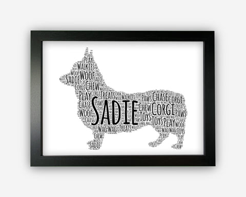 Personalised Corgi Dog For Pooch Dog Lover Puppy Gift Word Art Wall Room Decor Prints GC1393