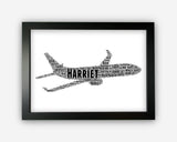 Personalised Travelling Backpackers Leaving Jumbo Jet Plane Gift Word Art Wall Room Decor Prints PG0065