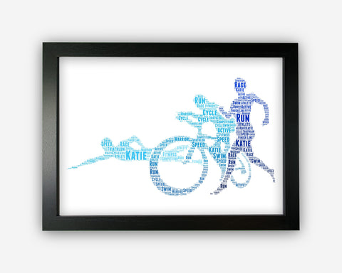 Personalised Triathlon Gift Running Cycling Swimming Gifts Athlete Iron Man Gift Word Art Wall Room Decor Prints GC1176