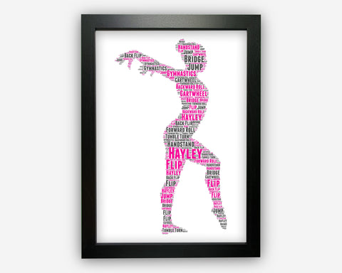 Personalised Gymnastics For Her For Girl Gymnast Gift Word Art Wall Room Decor Prints PG0548