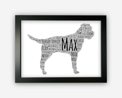 Personalised Border Terrier Dog For Pooch Lover Puppy Gift Word Art Wall Room Decor Prints GC1390