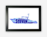 Personalised Speed Boat For Sailor Ship Water Sports Gift Word Art Wall Room Decor Prints PG0064