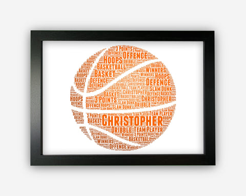 Personalised Basketball Gifts For Basketball Team Player - Basketball Coach Gift Word Art Wall Room Decor Prints PG0571
