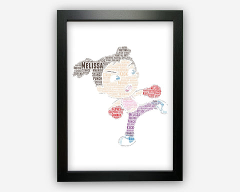 Personalised Word Art Gift Kickboxing Female Gifts Kickboxer Print Gift For Sports Lover Wall Prints Wall Art Gift Wall Art GC1022