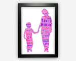 Personalised Mother And Son Mum Boy Gift Word Art Wall Room Decor Prints PG0518