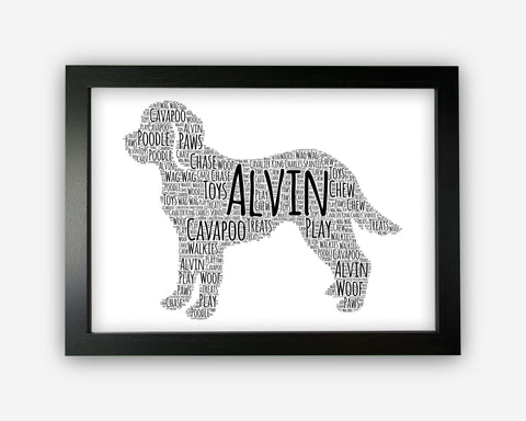 Personalised Cavapoo Gifts Word Art Wall Print - Dog Lover Gifts Wall Decor Custom Word Cloud Wall Art A3 A4 A5 8x10 Print SC0036