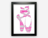 Personalised Ballet Dancer Gifts Print For Ballerina - Gifts For Girls Dance Student Teacher Gift - Ballet Word Art Wall Room Prints SC0022