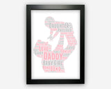 Personalised Word Art Gift Father Daughter Gift Wall Art Wall Prints Wall Art Wall Decor New Dad Gift New Baby Gift Prints PG0515