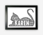 Personalised Cat Lover Gift Word Art Wall Room Decor Prints GC1304