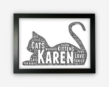 Personalised Cat Lover Gift Word Art Wall Room Decor Prints GC1304