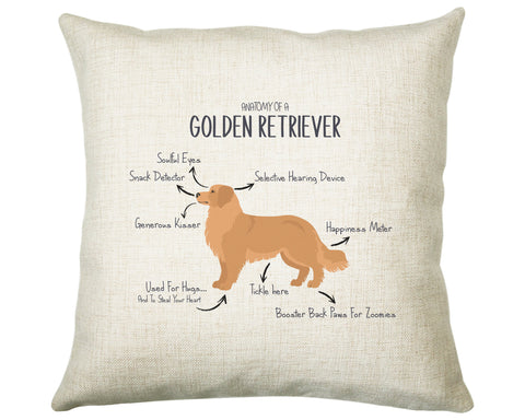 Anatomy of a Golden Retriever Funny Gift For Him Or Her Cushion Pillow Bedroom Decor CS410