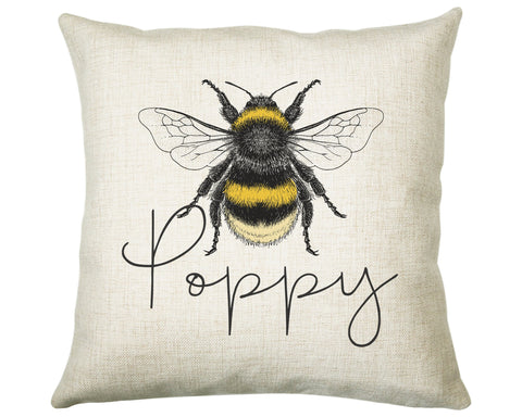 Personalised Bumble Bee Cushion Gift Printed Name Design - Cushion Throw Pillow Gift For Beekeeper Gardener Gardening Christmas Gift CS038