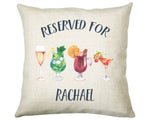 Personalised Cocktail Glass Reserved For Cushion Gift Printed Name Design Cushion Throw Pillow Gift For Him Her Christmas Gift CS338