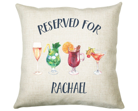 Personalised Cocktail Glass Reserved For Cushion Gift Printed Name Design Cushion Throw Pillow Gift For Him Her Christmas Gift CS338