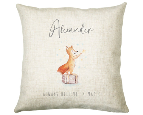 Personalised Fox Cushion Nursery Gift Printed Name Design - Pillow Gift For Girls Boys Nursery Bedroom Forest Decor Birthday Gift CS281