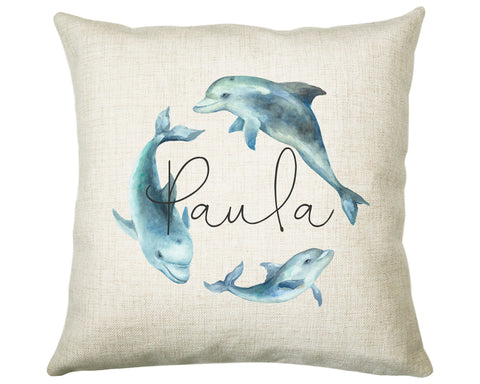 Personalised Dolphin Cushion Gift Printed Name Design Sealife Cushion Throw Pillow Gift For Mum Dad Friend Bedroom Birthday Gift CS151