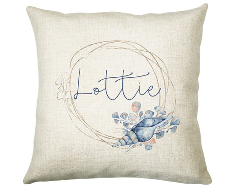 Personalised Sea Shell Cushion Gift Printed Name Design - Throw Pillow Gift For Girls Nursery Bedroom Birthday Christmas Gift CS203