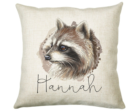 Personalised Raccoon Cushion Gift Printed Name Design - Cushion Throw Pillow Gift For Nature Lover CS307