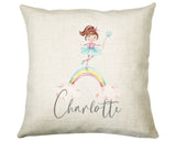 Personalised Fairy Rainbow Cushion Gift Printed Name Design - Pillow Gift For Girls Boys Nursery Bedroom Decor Gift CS246