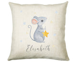 Personalised Baby Cushion New Baby Mouse Star Printed Name Design - Pillow Gift For Girls Boys Nursery Bedroom Decor Gift CS251