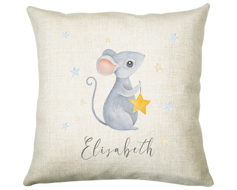 Personalised Baby Cushion New Baby Mouse Star Printed Name Design - Pillow Gift For Girls Boys Nursery Bedroom Decor Gift CS251
