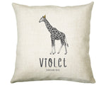 Personalised Giraffe Cushion New Baby Gift Printed Name Design - Pillow Gift For Girls Boys Nursery Bedroom Decor Gift CS450
