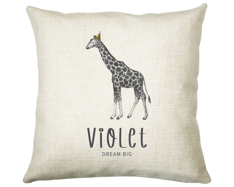 Personalised Giraffe Cushion New Baby Gift Printed Name Design - Pillow Gift For Girls Boys Nursery Bedroom Decor Gift CS450