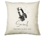 Personalised Headphones Music Cushion Gift Printed Name Design Cushion Gift For Him Her Christmas CS294