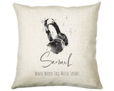 Personalised Headphones Music Cushion Gift Printed Name Design Cushion Gift For Him Her Christmas CS294