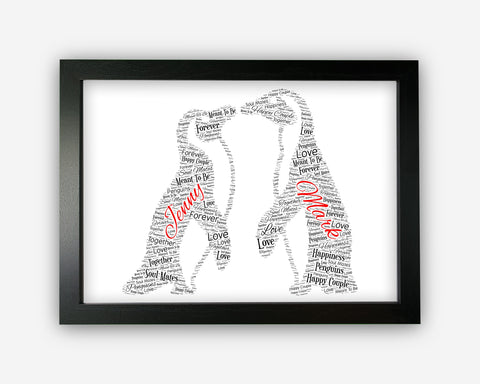 Personalised Penguins Valentines Day Gift For Him Or Her Penguin Anniversary Couples Gift Word Art Wall Room Decor Prints PG0937
