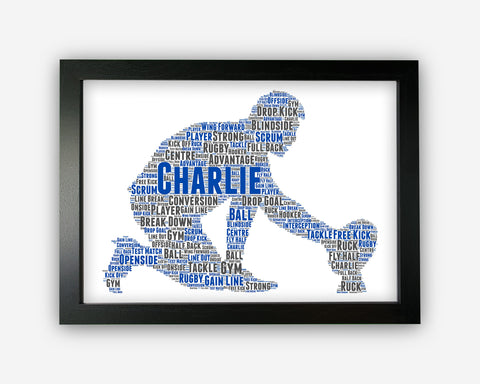 Personalised Rugby Player Gifts Word Art Wall Print - Ball Sport Gifts Wall Decor Custom Word Cloud Wall Art A3 A4 A5 8x10 Print SC0118