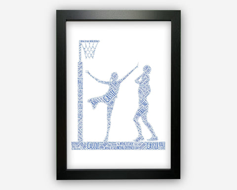 Personalised Netball Player Sports For Netball Team Gift Word Art Wall Room Decor Prints NP192