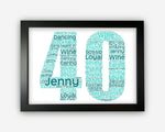 Personalised 40th Birthday Forty Birthday Gift Word Art Wall Room Decor Prints GC0005