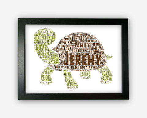 Personalised Tortoise For Animal Lover Gift Word Art Wall Room Decor Prints PG109