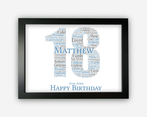 Personalised 18th Birthday Gifts Word Art Wall Print - For Boys Gifts Wall Decor Custom Word Cloud Wall Art A3 A4 A5 8x10 Print SC0226