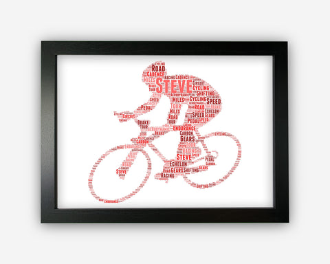 Personalised Cycling Gift Bicycle Cyclist Gifts - Road Cycling Cycle Gift For Dad Uncle Husband Brother - Word Art Wall Room Prints GC1057